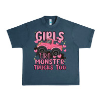 Midnight Navy girls like monster trucks too Urban Heavy Tee - MaliasSmallBusiness