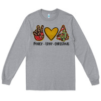 Heather Grey peace love christmas Long Sleeve Tee - JahusDesignShop