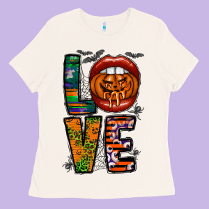 Love Halloween Lips Ladies Tee Designed By Cowhidedigitalart