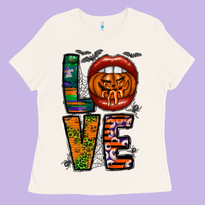 Love Halloween Lips Ladies Tee Designed By Cowhidedigitalart