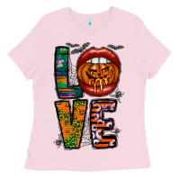 Bubblegum Pink Love Halloween Lips Ladies Tee - CowhideDigitalArt