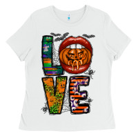 White Love Halloween Lips Ladies Tee - CowhideDigitalArt