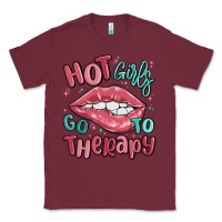 Burgundy hot girls go to therapy Classic Tee - MaliasSmallBusiness