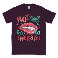 Plum hot girls go to therapy Classic Tee - MaliasSmallBusiness