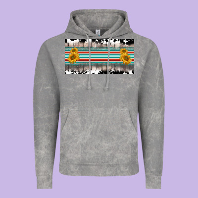 Western Cowhide Serape Sunflower Mama License Plate Vintage Hoodie Designed By Barkaloodesign