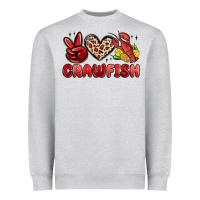 Heather Grey peace love crawfish Heavyweight Sweatshirt - MaliasSmallBusiness