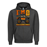 Charcoal Heather i'm six this is how i roll monster truck birthday Zipper Hoodie - Jasminsmagicworld