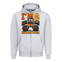 Heather Grey i'm six this is how i roll monster truck birthday Zipper Hoodie - Jasminsmagicworld