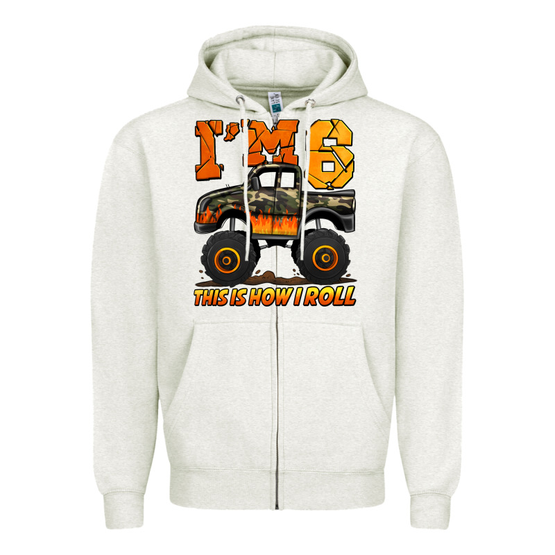 I'm Six This Is How I Roll Monster Truck Birthday Zipper Hoodie by Jasminsmagicworld | Teevron