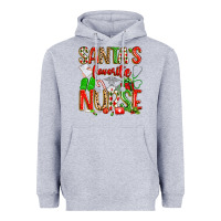 Heather Grey santa's favorite nurse Heavyweight Hoodie - texasbilliewilder