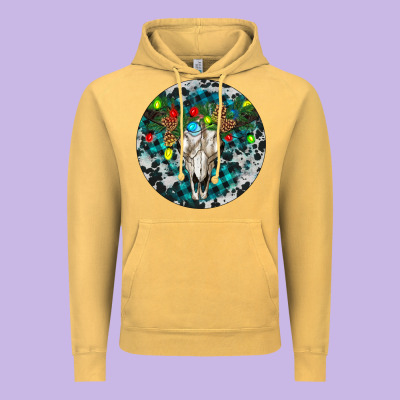 Bull Skull Christmas Vintage Hoodie Designed By Ranaportraitstore