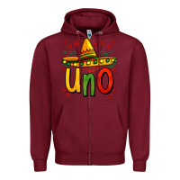 Burgundy uno my first mexican birthday Zipper Hoodie - Jasminsmagicworld