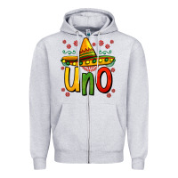 Heather Grey uno my first mexican birthday Zipper Hoodie - Jasminsmagicworld