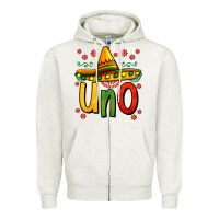 Oatmeal Heather uno my first mexican birthday Zipper Hoodie - Jasminsmagicworld