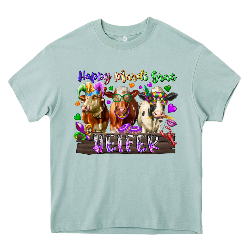 Happy Mardi Gras Heifer Heavy Core Tee by RacoonDesign | Teevron