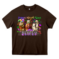 Chocolate Brown happy mardi gras heifer Heavy Core Tee - RacoonDesign