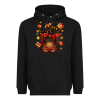 Black christmas afro messy bun Heavyweight Hoodie - texasbilliewilder