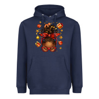 Navy christmas afro messy bun Heavyweight Hoodie - texasbilliewilder