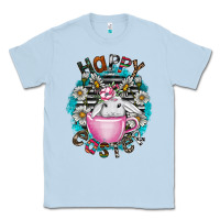 Dusty Blue Happy Easter Classic Tee - CowhideDigitalArt