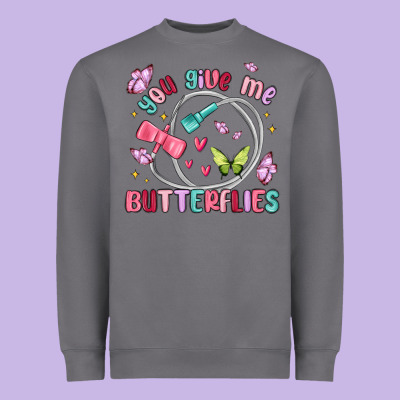 You Give Me Butterflies Heavyweight Sweatshirt Designed By Maliassmallbusiness