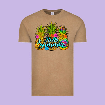 Hello Summer Pineapple Vintage Tee Designed By Jasminsmagicworld