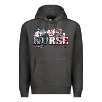 Charcoal Heather American Nurse 4th of july Premium Hoodie - HowdyJamesFarm