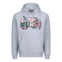 Heather Grey American Nurse 4th of july Premium Hoodie - HowdyJamesFarm
