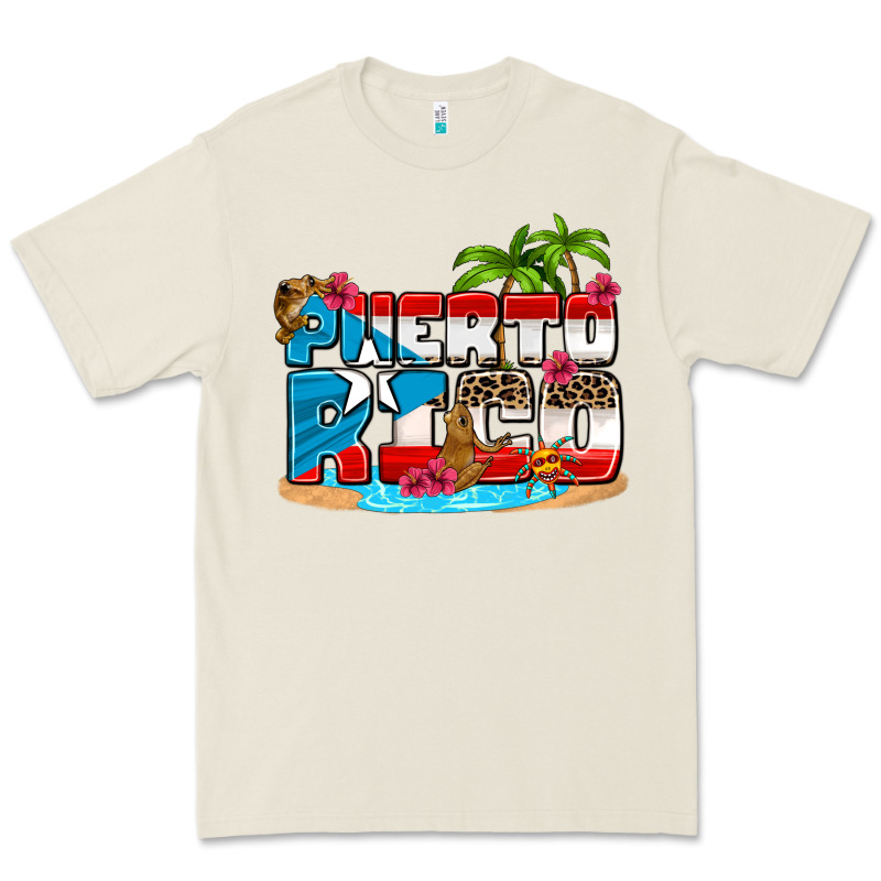Puerto Rico And Flowers With Frog Premium Tee by AdoDesignShop | Teevron