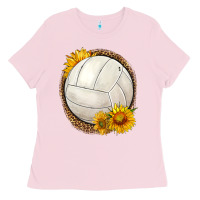 Bubblegum Pink western volleyball with sunflower Ladies Tee - HRA Design Shop