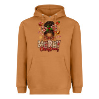 Merry Christmas Afro Messy Bun Heavyweight Hoodie | Teevron