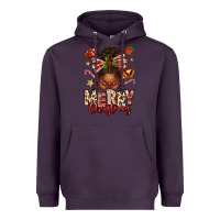 Plum merry christmas afro messy bun Heavyweight Hoodie - texasbilliewilder