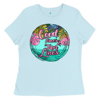 Baby Blue good times and tan lines Ladies Tee - JahusDesignShop