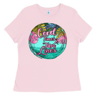 Bubblegum Pink good times and tan lines Ladies Tee - JahusDesignShop