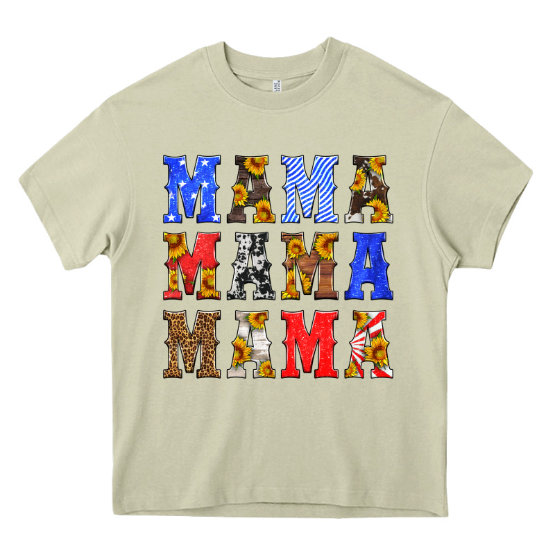 Mama American Flag 4th Of July Heavy Core Tee by HRA Design Shop | Teevron