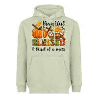 Matcha Thankful blessed and kind of a mess Heavyweight Hoodie - NancyCooperArtShop