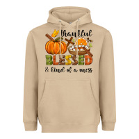 Mushroom Thankful blessed and kind of a mess Heavyweight Hoodie - NancyCooperArtShop