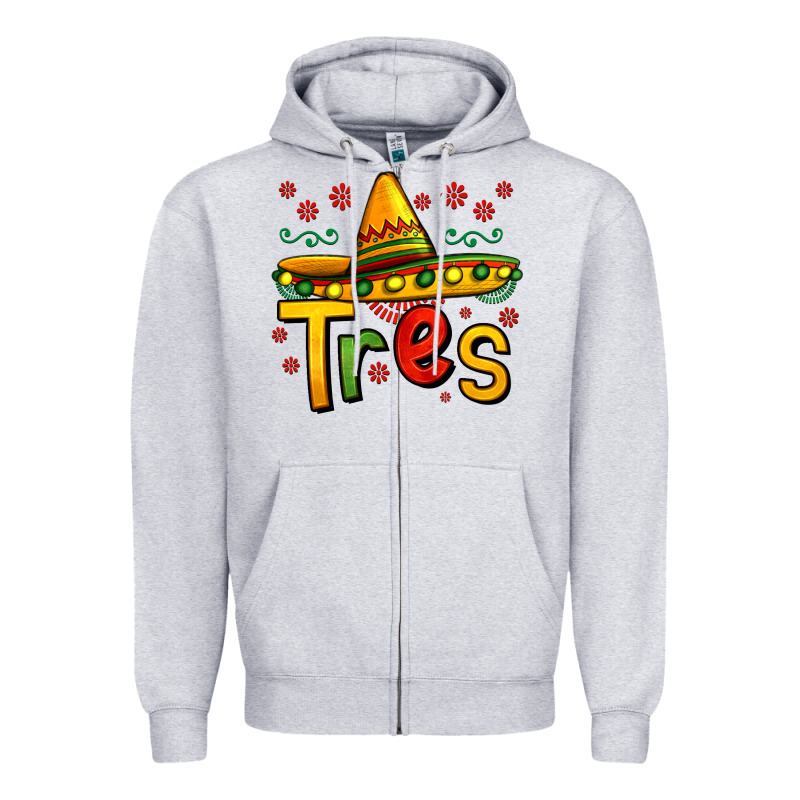 Tres My Third Mexican Birthday Zipper Hoodie by Jasminsmagicworld | Teevron
