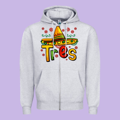 Tres My Third Mexican Birthday Zipper Hoodie Designed By Jasminsmagicworld