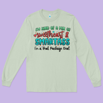 Im  Kind Of A Mix Of Sweetheart And Smartass Long Sleeve Tee Designed By Maliassmallbusiness