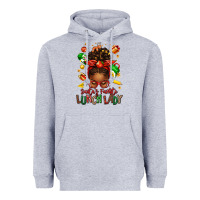 Heather Grey santas favorite lunch lady afro messy bun Heavyweight Hoodie - texasbilliewilder