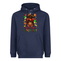 Navy santas favorite lunch lady afro messy bun Heavyweight Hoodie - texasbilliewilder