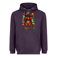 Plum santas favorite lunch lady afro messy bun Heavyweight Hoodie - texasbilliewilder