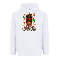 White santas favorite lunch lady afro messy bun Heavyweight Hoodie - texasbilliewilder
