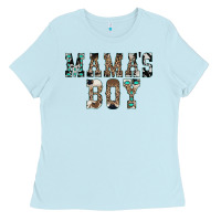 Baby Blue Western Mama's Boy Ladies Tee - CowhideDigitalArt