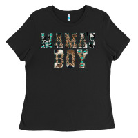 Black Western Mama's Boy Ladies Tee - CowhideDigitalArt