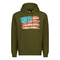 Army Green American flag with leopard Premium Hoodie - HowdyJamesFarm