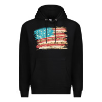 Black American flag with leopard Premium Hoodie - HowdyJamesFarm