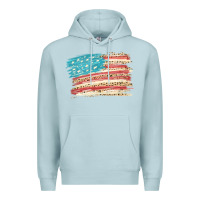 Blue Mist American flag with leopard Premium Hoodie - HowdyJamesFarm