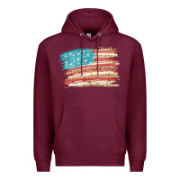 Burgundy American flag with leopard Premium Hoodie - HowdyJamesFarm