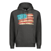 Charcoal Heather American flag with leopard Premium Hoodie - HowdyJamesFarm